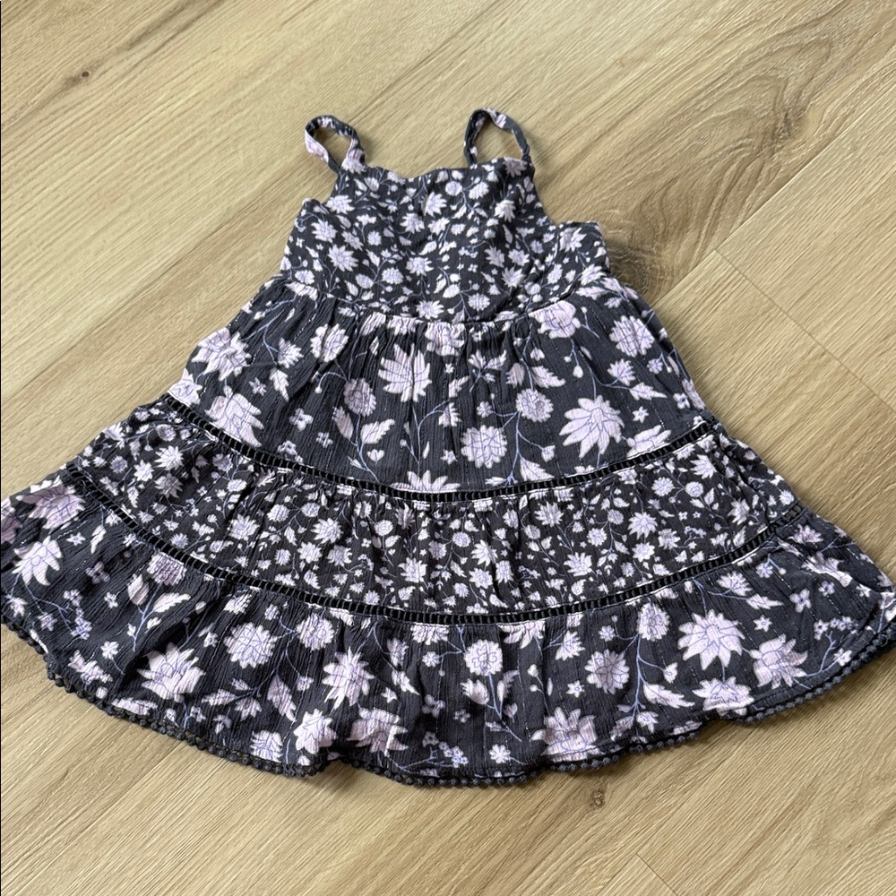 Floral dark gray and pastel lavender toddler girl Dress - Size 18M